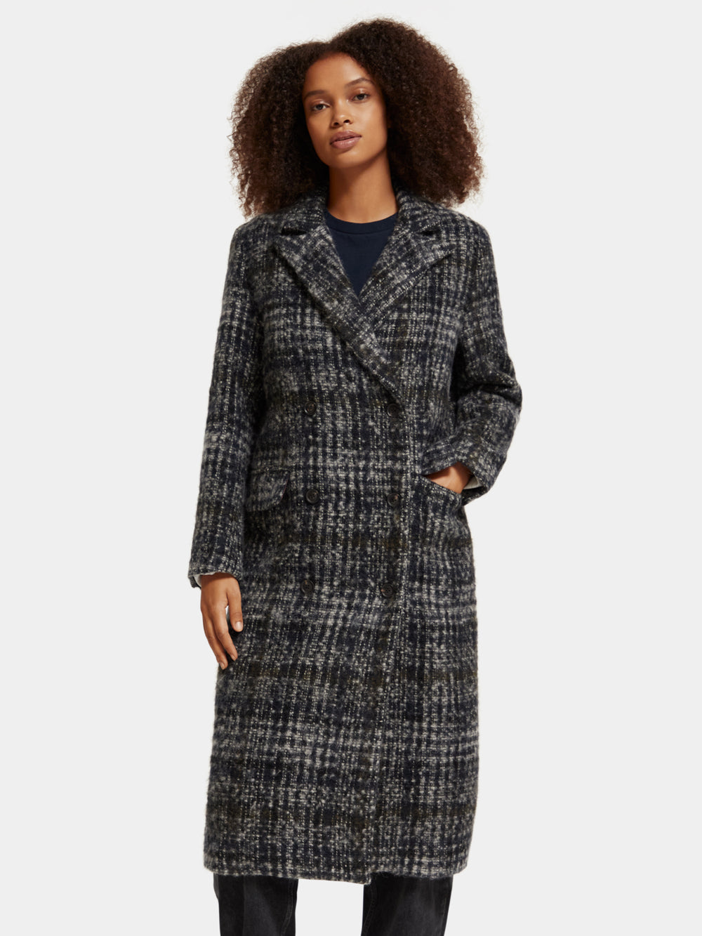 Double-breasted check coat - Scotch & Soda NZ