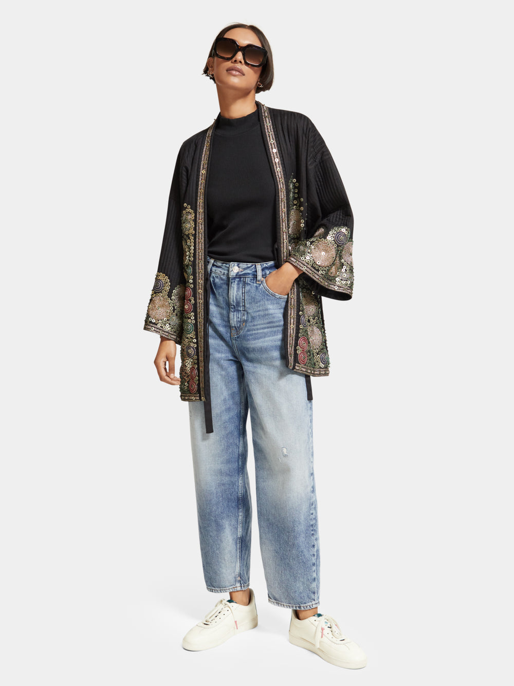 Embroidered kimono jacket - Scotch & Soda NZ