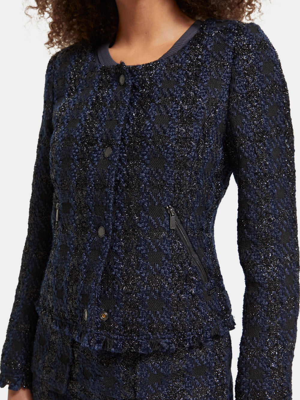 Lurex houndstooth blazer - Scotch & Soda NZ