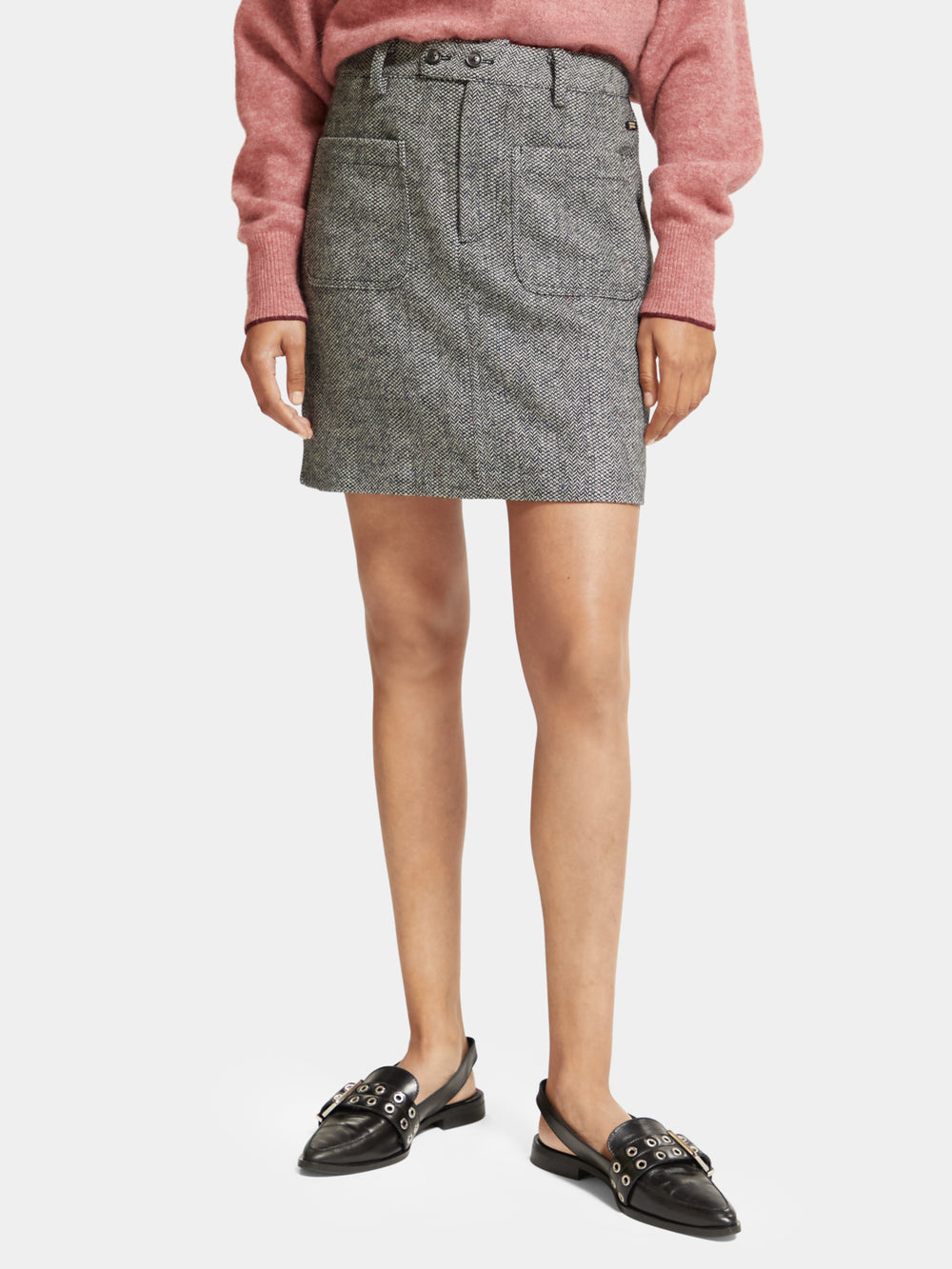 Herringbone high-rise mini skirt - Scotch & Soda NZ