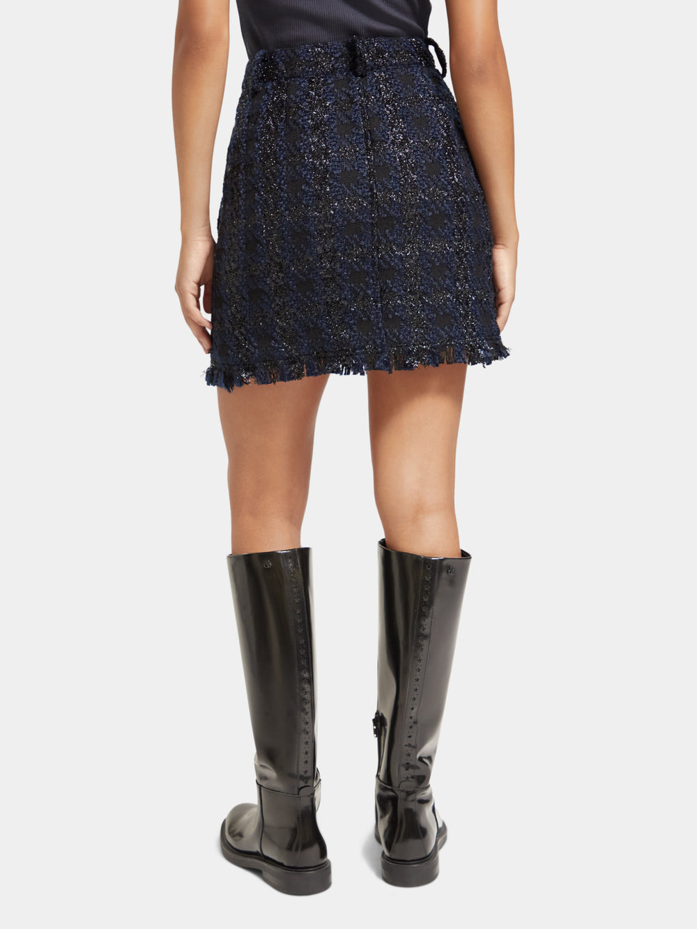 Boucle tweed check mini skirt - Scotch & Soda NZ