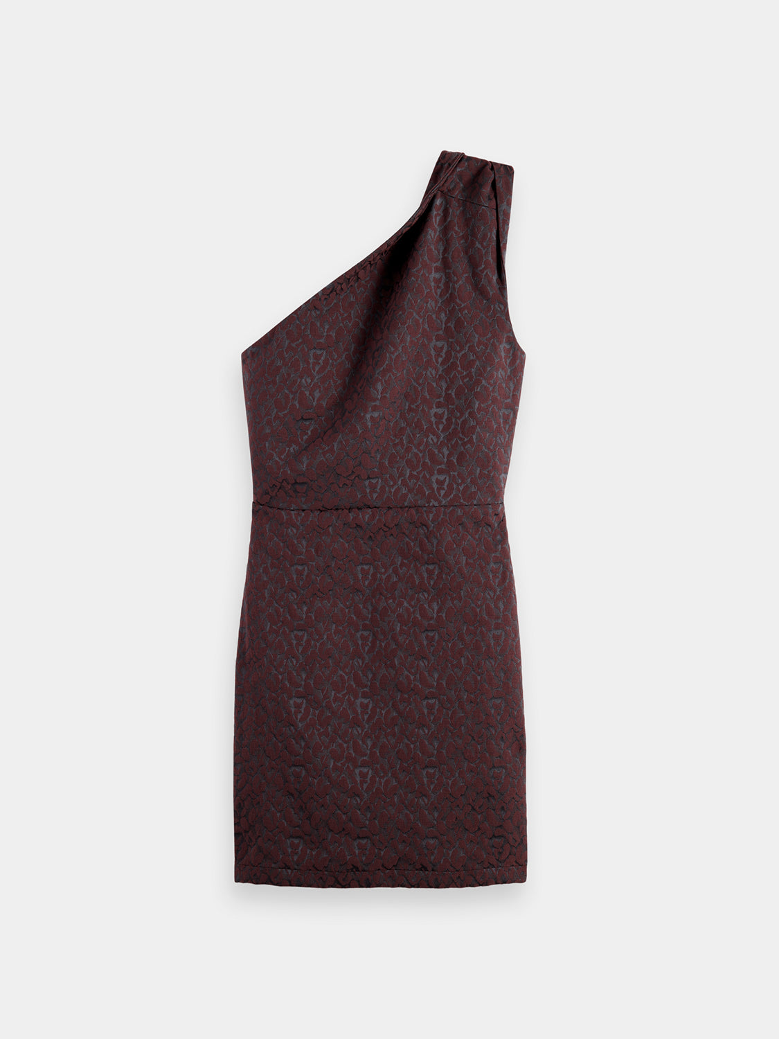 Scotch & Soda one shoulder mini dress with sleek fit, featuring a stylish design and elegant silhouette suitable for evening wear.