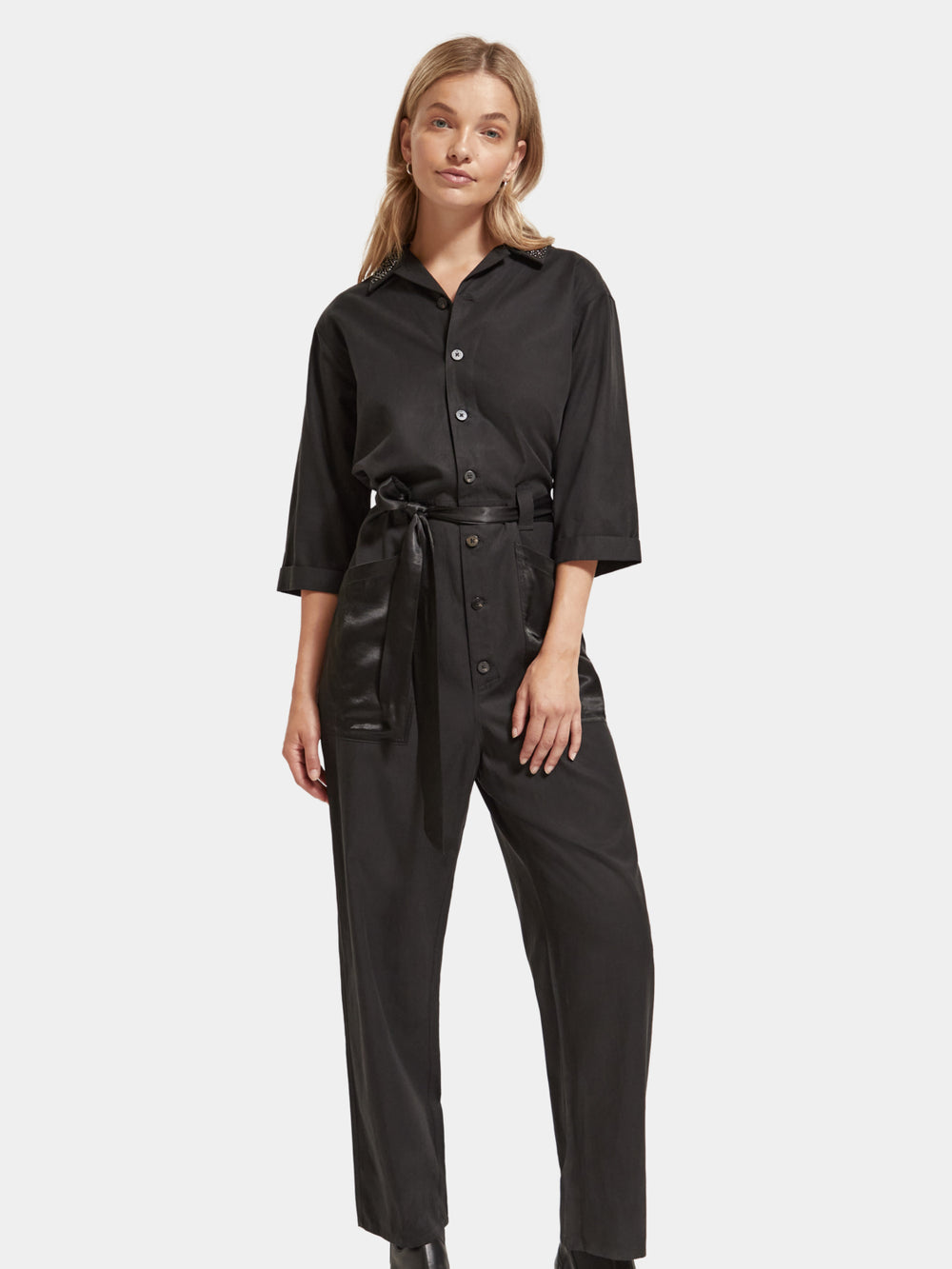 Beaded collar jumpsuit - Scotch & Soda NZ