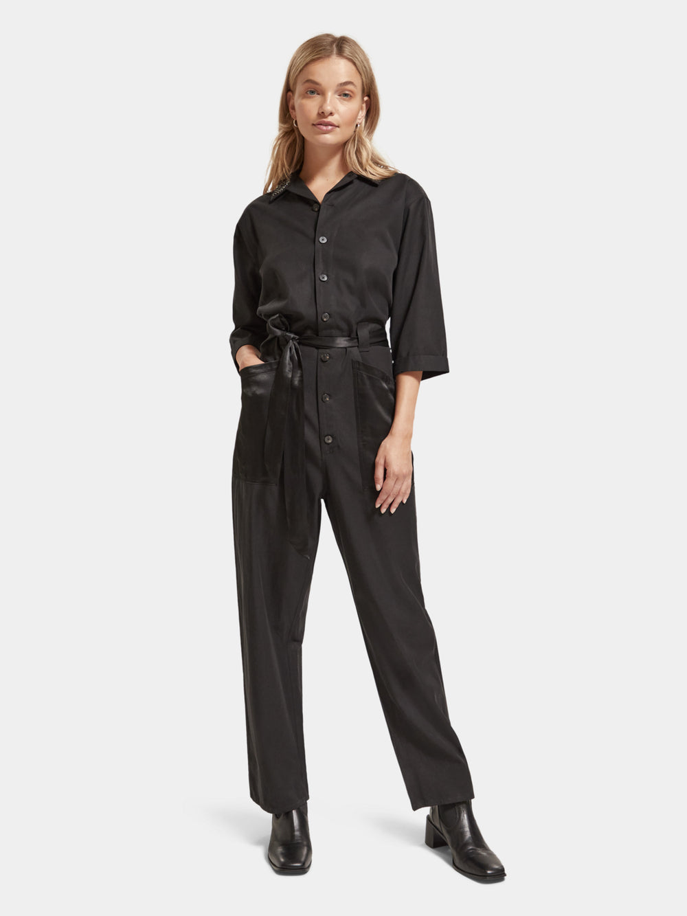 Beaded collar jumpsuit - Scotch & Soda NZ