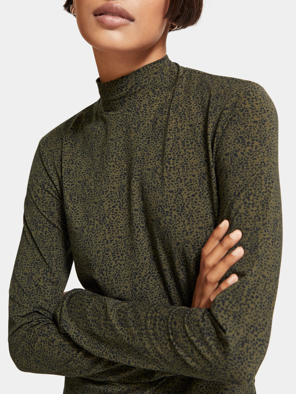 Printed mock neck long sleeved shirt - Scotch & Soda NZ