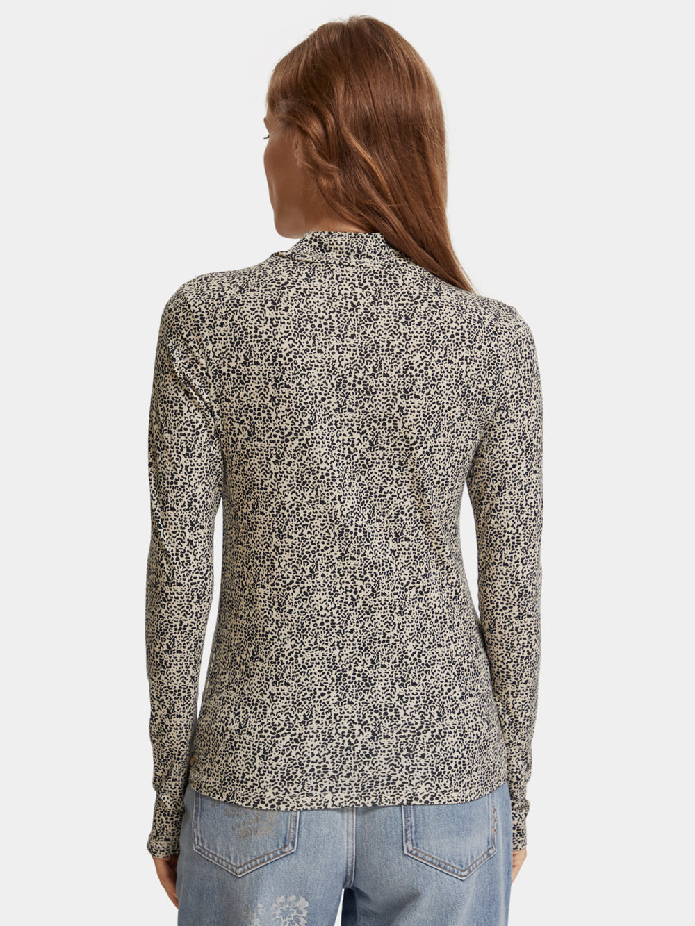 Printed mock neck long sleeved shirt - Scotch & Soda NZ