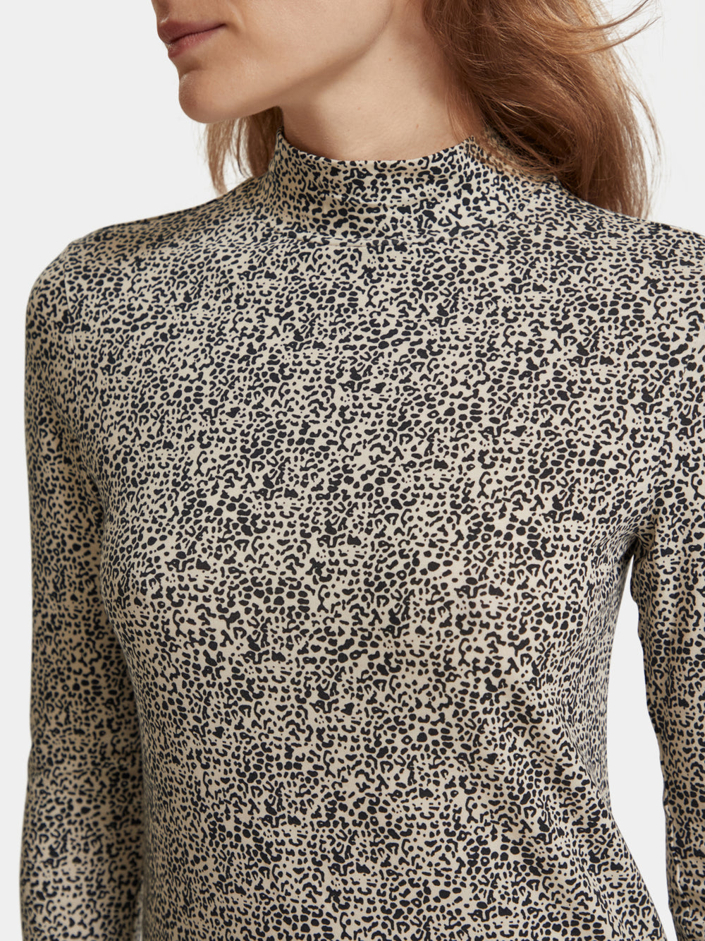 Printed mock neck long sleeved shirt - Scotch & Soda NZ