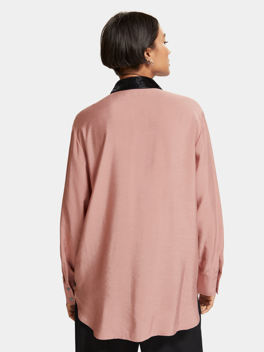 Relaxed-fit shirt with beaded collar - Scotch & Soda NZ