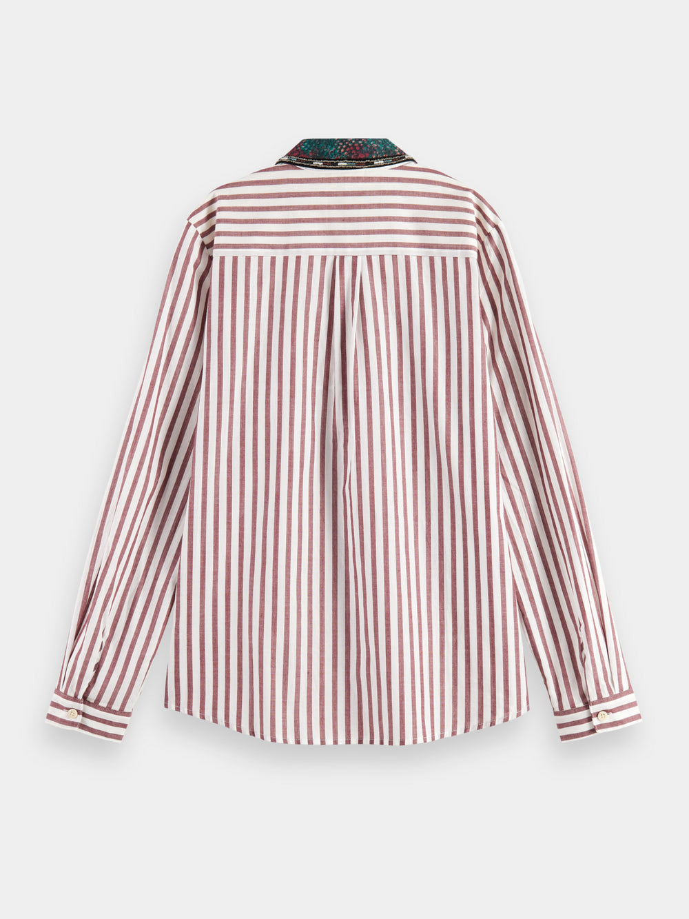 Regular-fit striped shirt with beaded collar - Scotch & Soda NZ