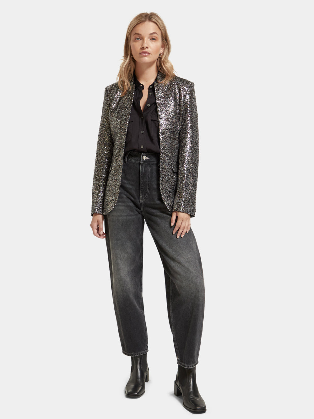 Blazer in mixed sequins - Scotch & Soda NZ