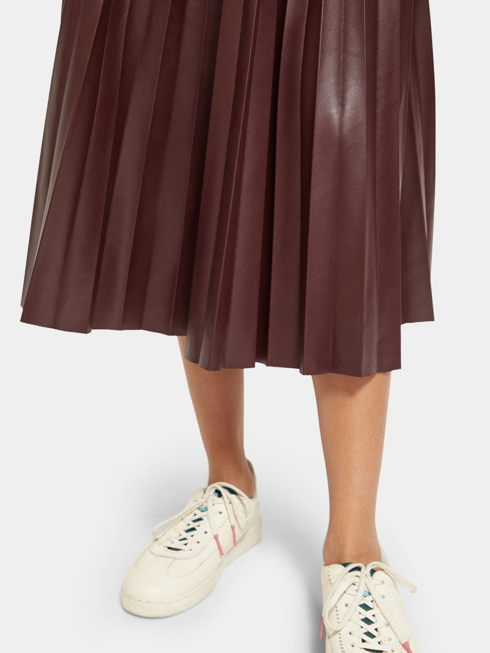 Faux Leather pleated high-rise midi skirt - Scotch & Soda NZ