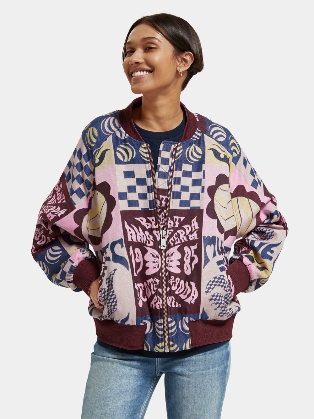 Oversized jacquard bomber - Scotch & Soda NZ