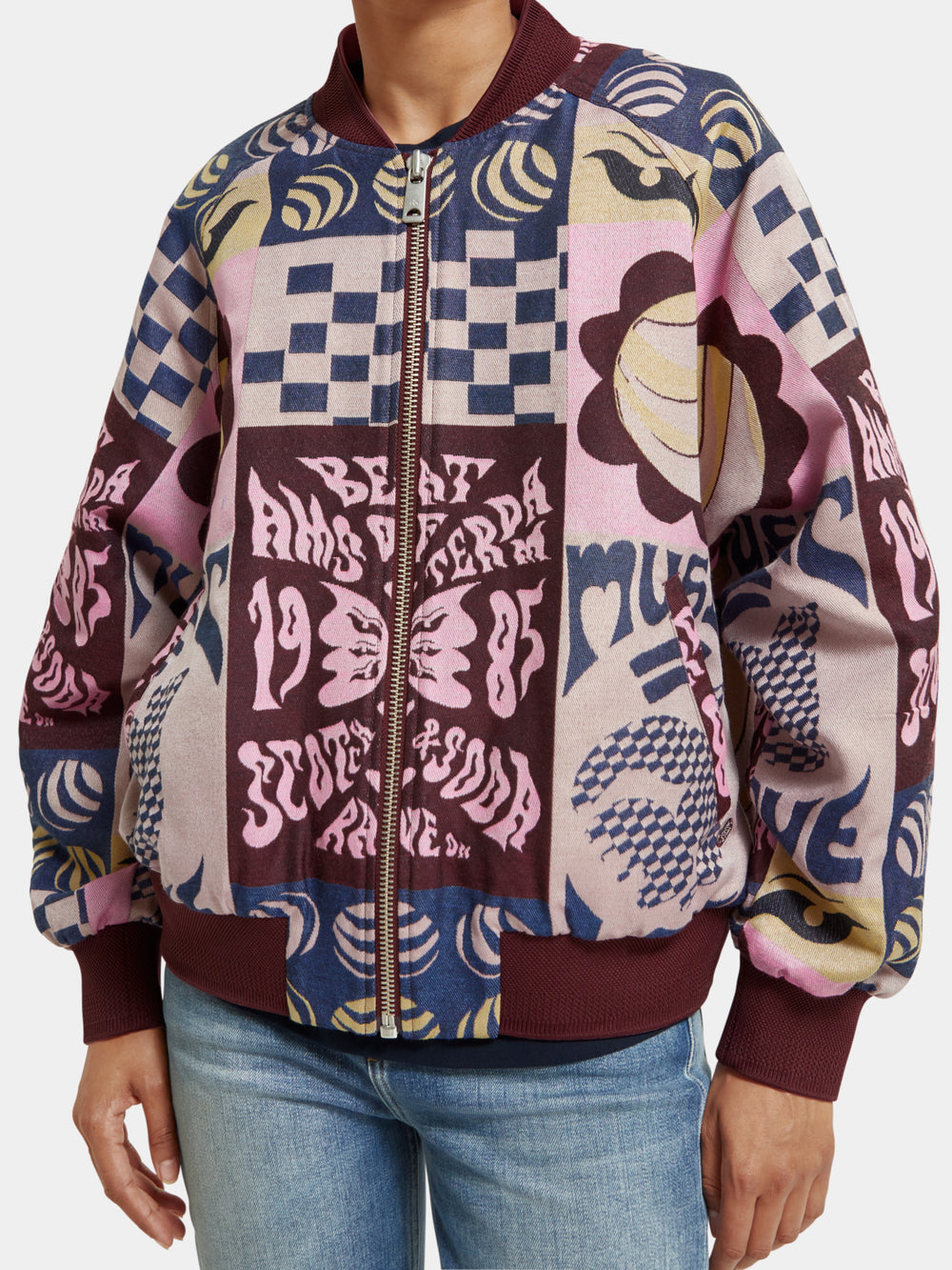 Oversized jacquard bomber - Scotch & Soda NZ