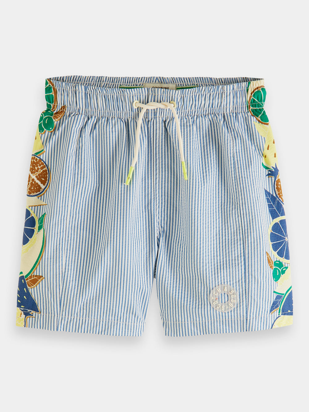 Mid-length printed pinstripe swim shorts - Scotch & Soda NZ