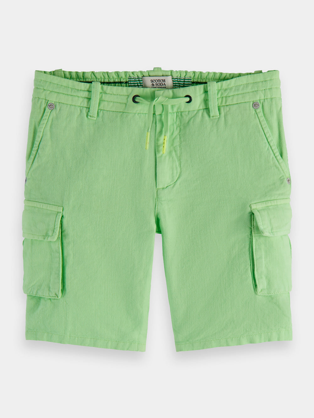 Garment-dyed linen blend cargo shorts - Scotch & Soda NZ