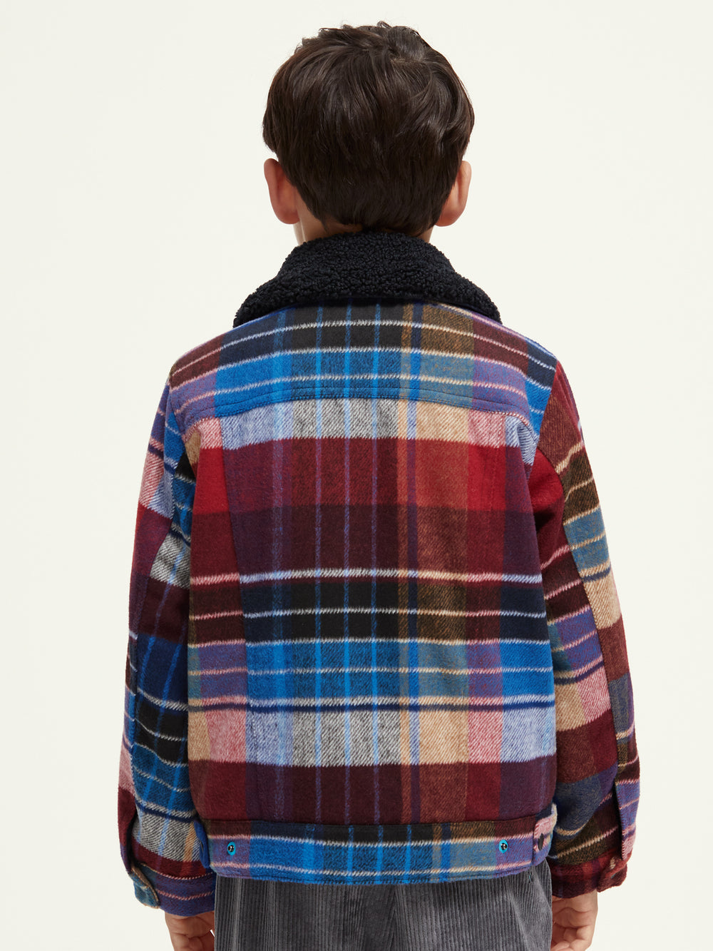 Kids - Wool-blend check trucker jacket - Scotch & Soda NZ