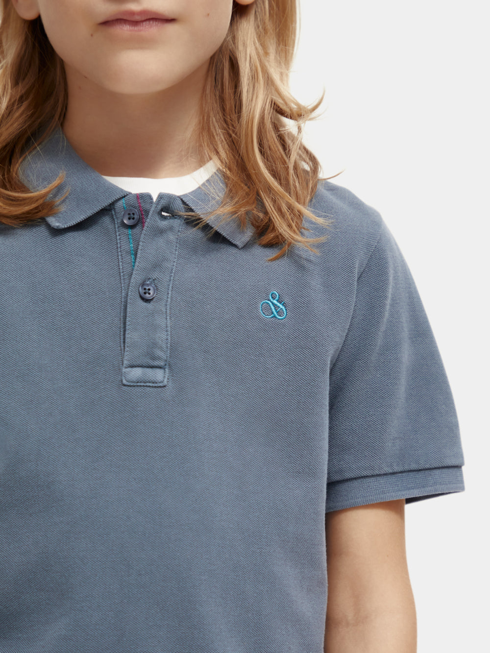 Kids - Garment-dyed pique polo shirt - Scotch & Soda NZ