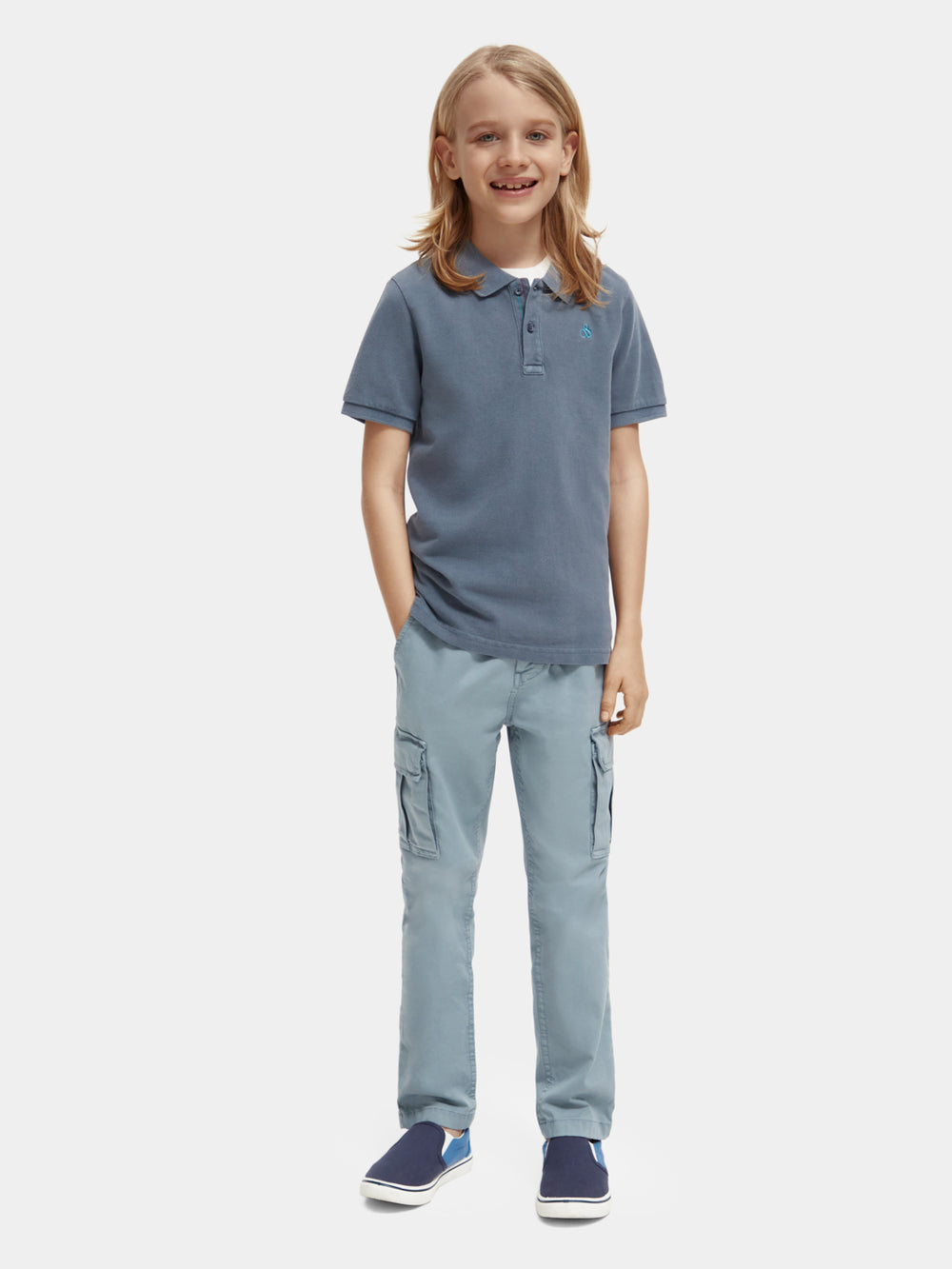 Kids - Garment-dyed pique polo shirt - Scotch & Soda NZ