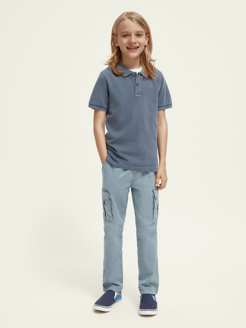 Kids - Garment-dyed pique polo shirt - Scotch & Soda NZ