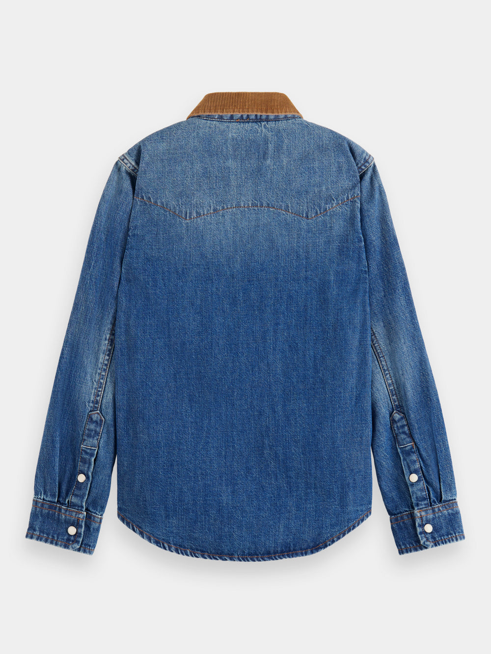 Kids - Washed denim shirt with corduroy collar - Scotch & Soda NZ