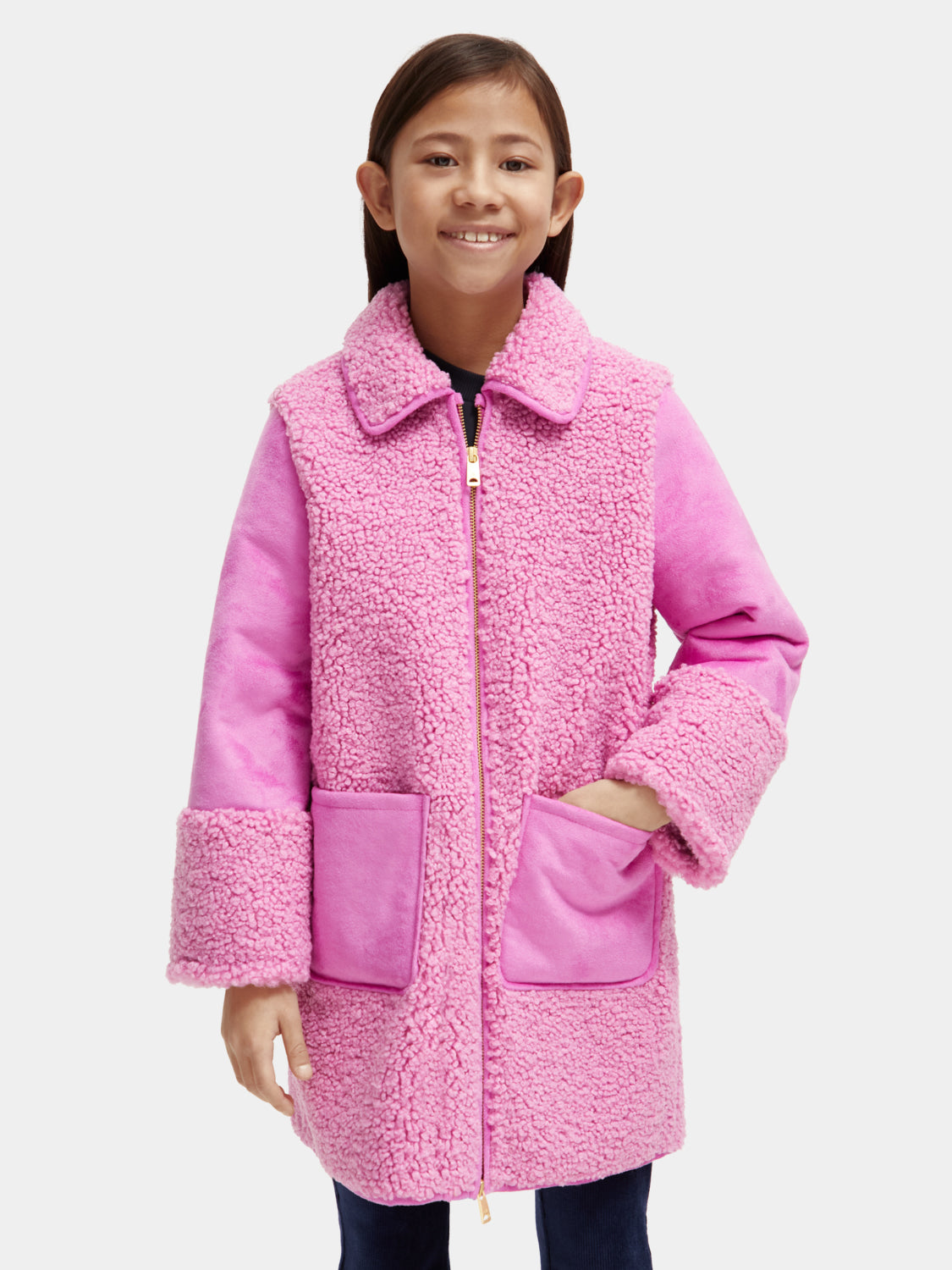 Kids - Longer-length bonded teddy jacket - Scotch & Soda NZ