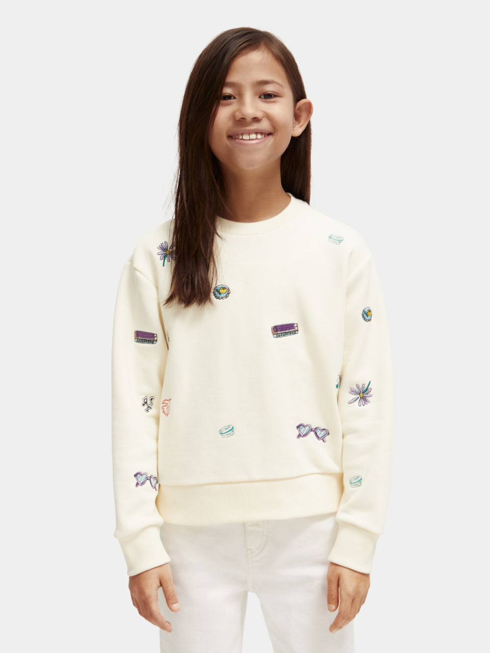 Kids - All-over embroidered sweatshirt - Scotch & Soda NZ