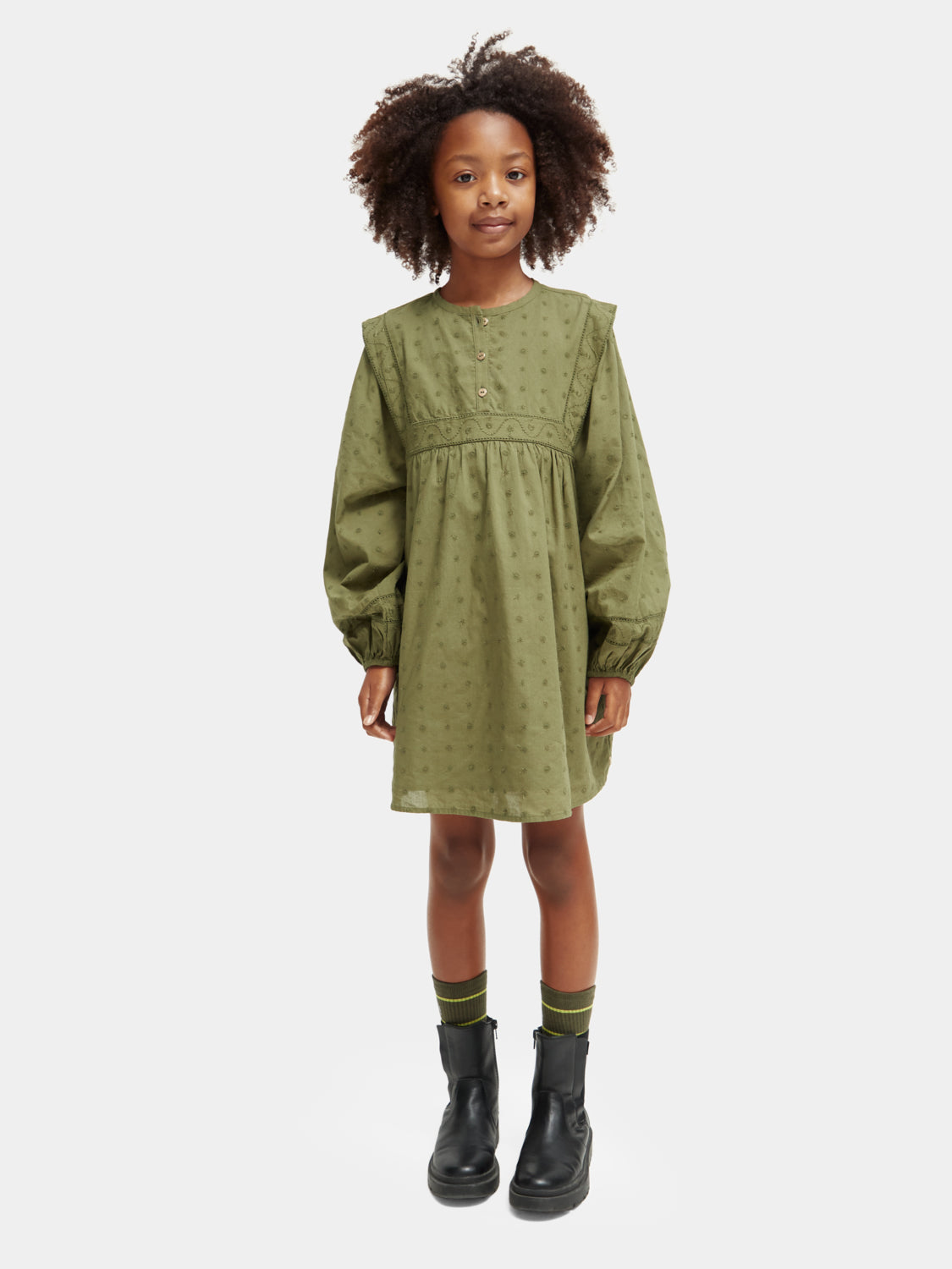 Kids - Broderie anglaise panel dress - Scotch & Soda NZ