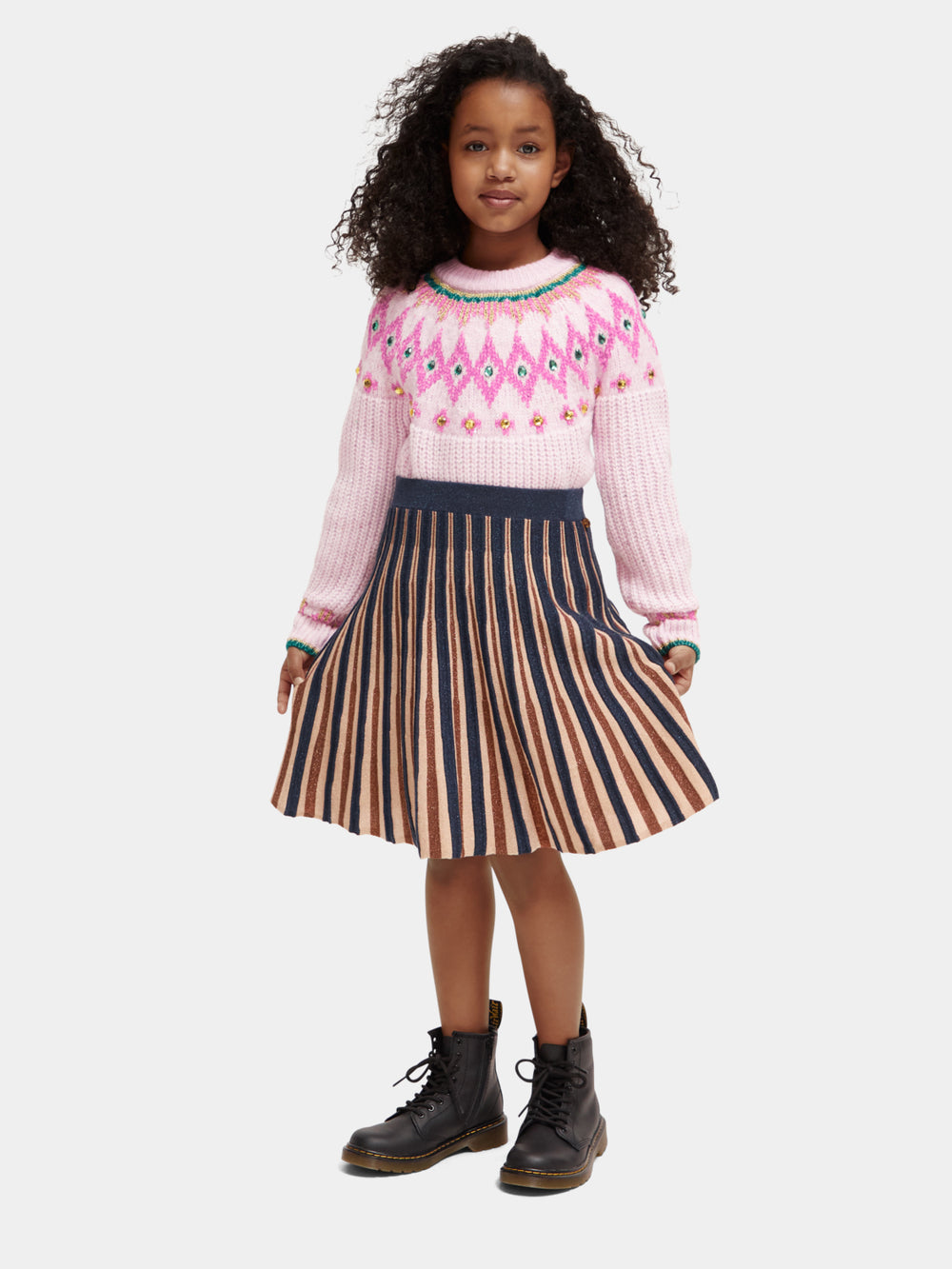 Kids - Pleated knitted glitter midi skirt - Scotch & Soda NZ