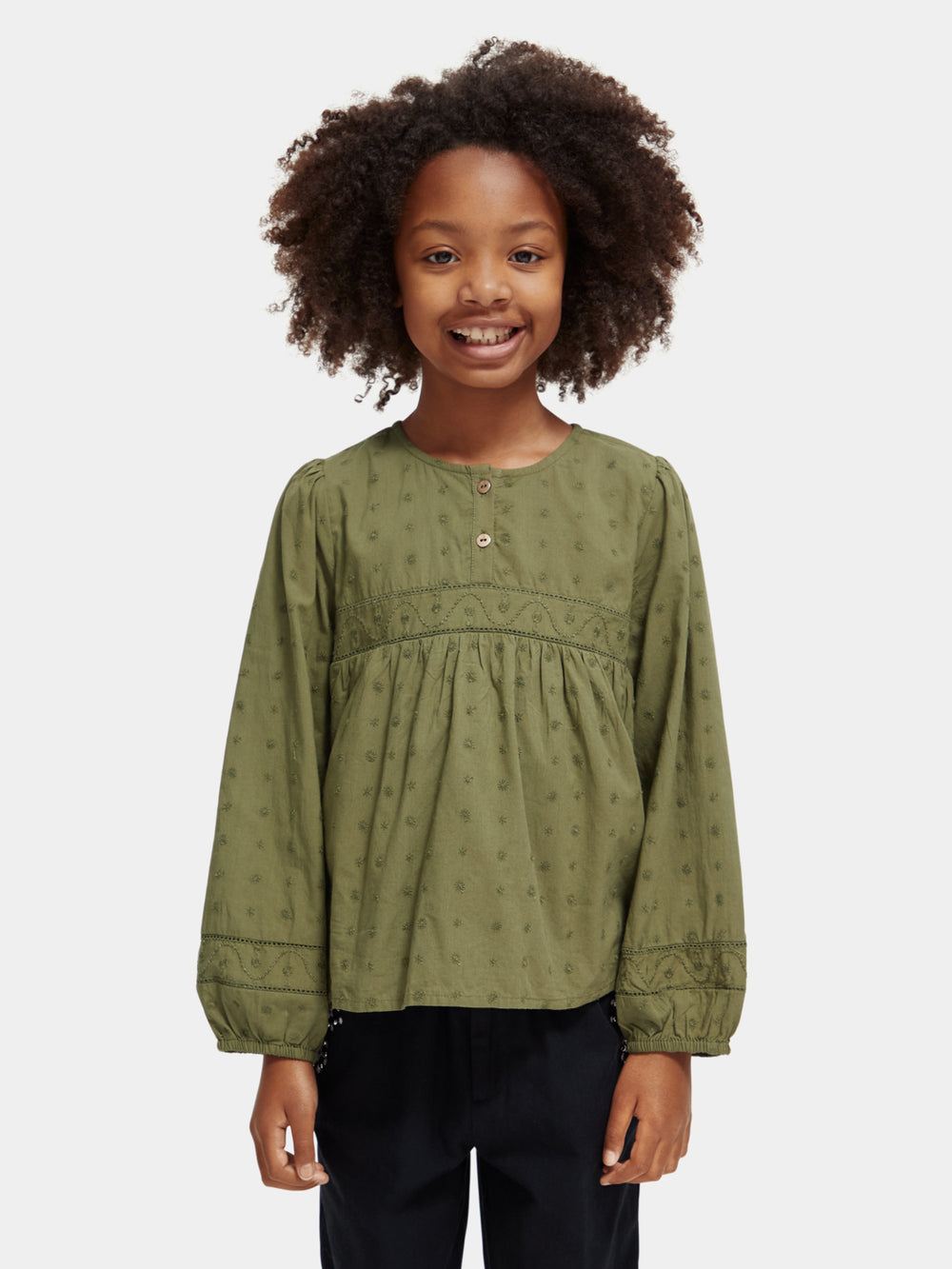 Kids - Broderie anglaise panelled top - Scotch & Soda NZ