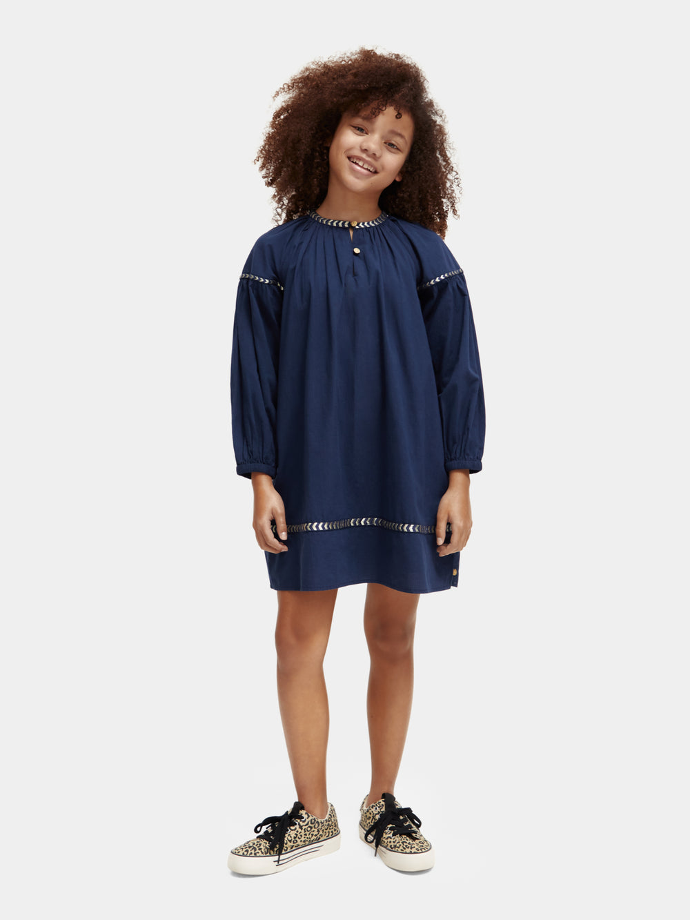 Long sleeved glittering embroidery mini dress - Scotch & Soda NZ