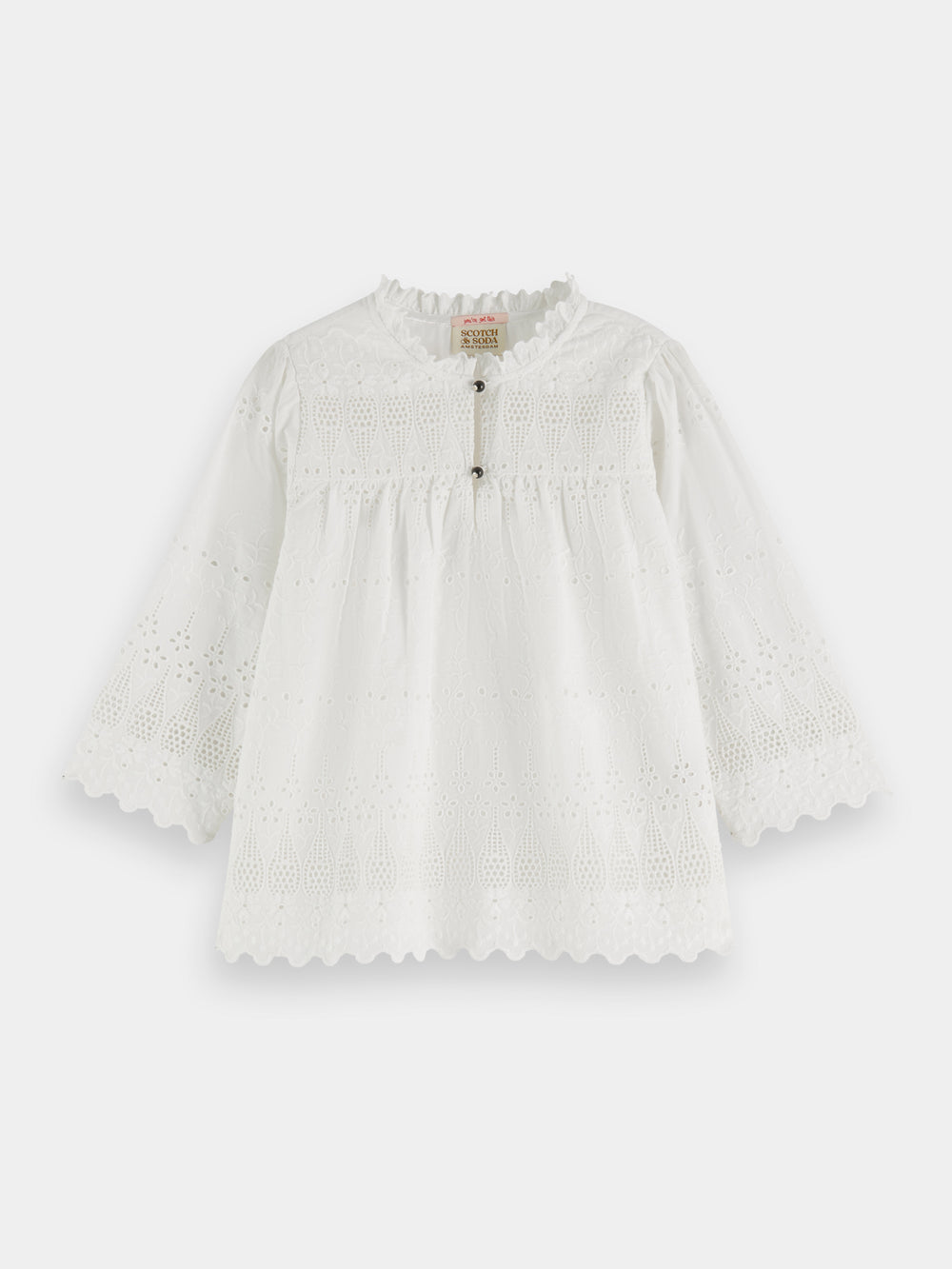 Ruffled broderie anglaise blouse - Scotch & Soda NZ