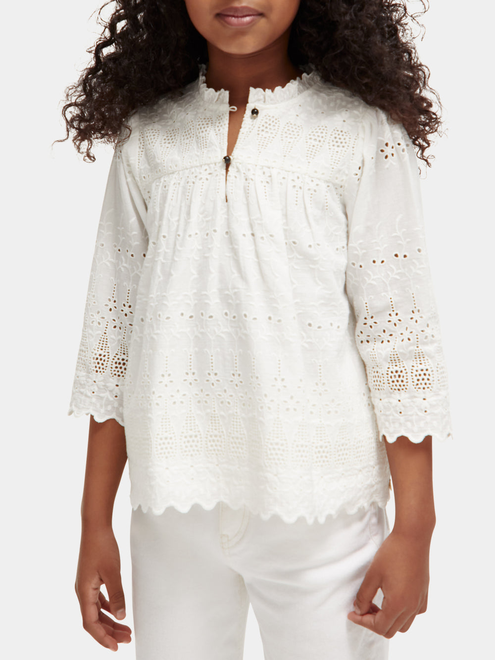 Ruffled broderie anglaise blouse - Scotch & Soda NZ