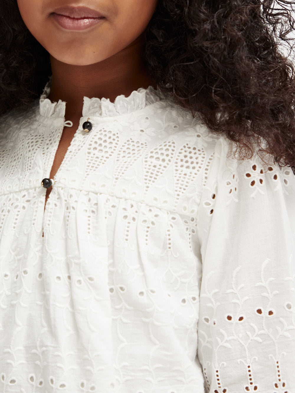 Ruffled broderie anglaise blouse - Scotch & Soda NZ