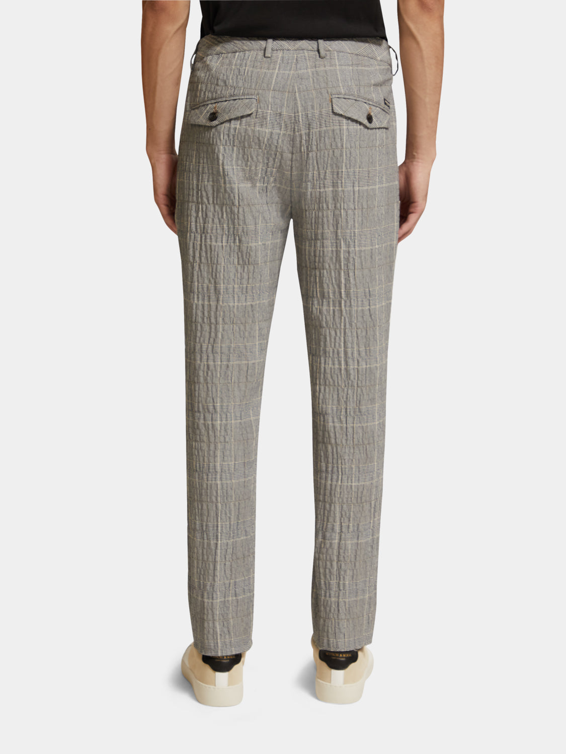 Back view of Scotch & Soda Blake slim fit chinos, stylish men's pants in a tailored fit with clean lines and classic design.