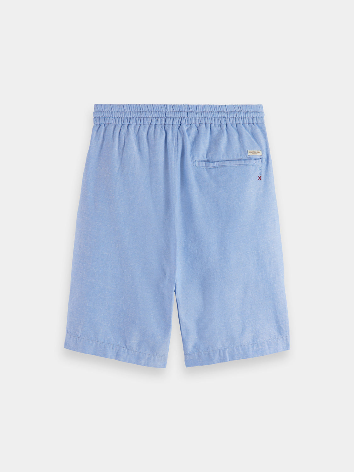 Back view of Scotch & Soda Fave cotton-linen shorts showing relaxed fit and light fabric in a casual style.