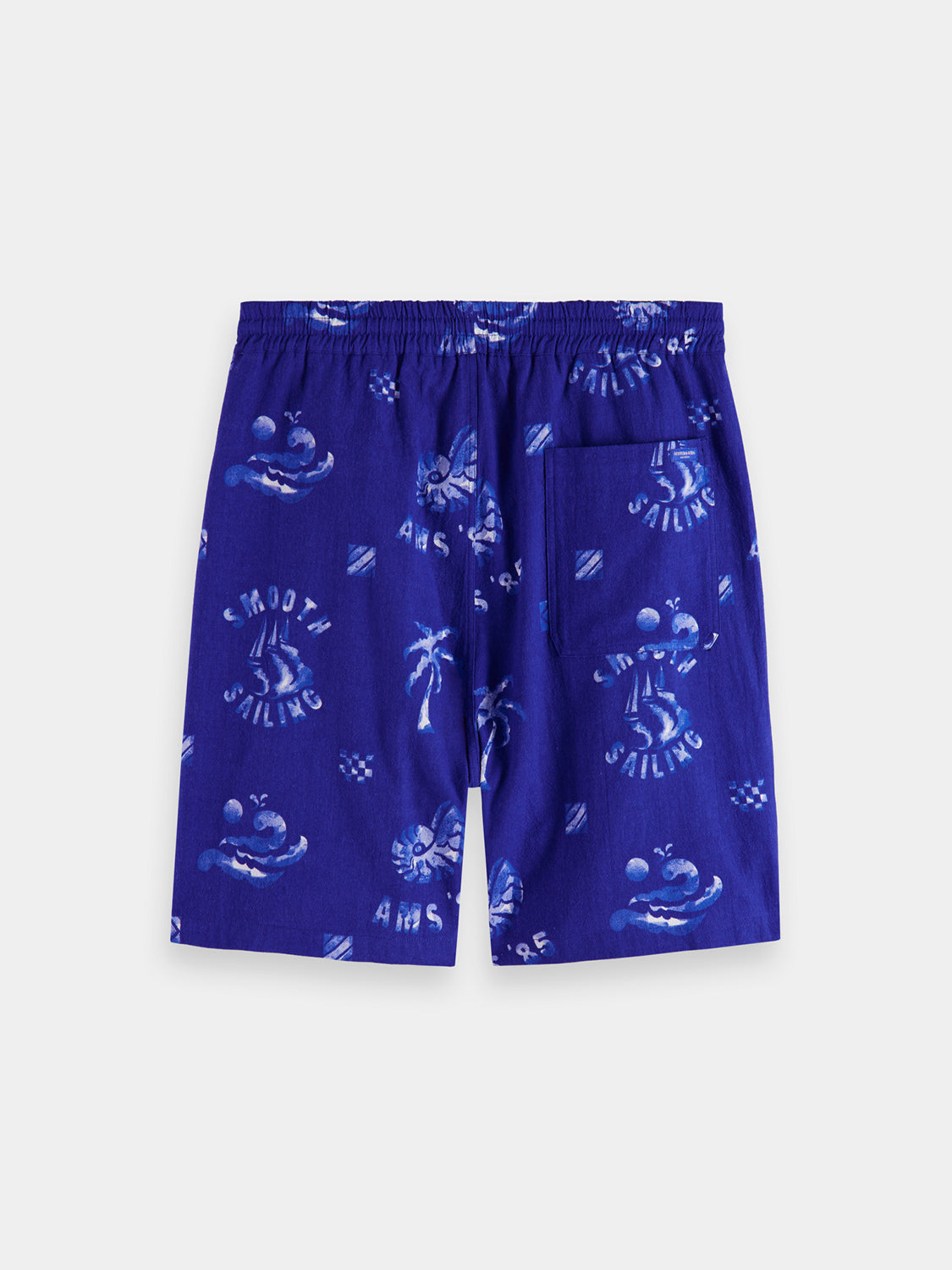 Scarlet printed shorts by Scotch & Soda with vibrant floral pattern and relaxed fit, displayed on a neutral background.