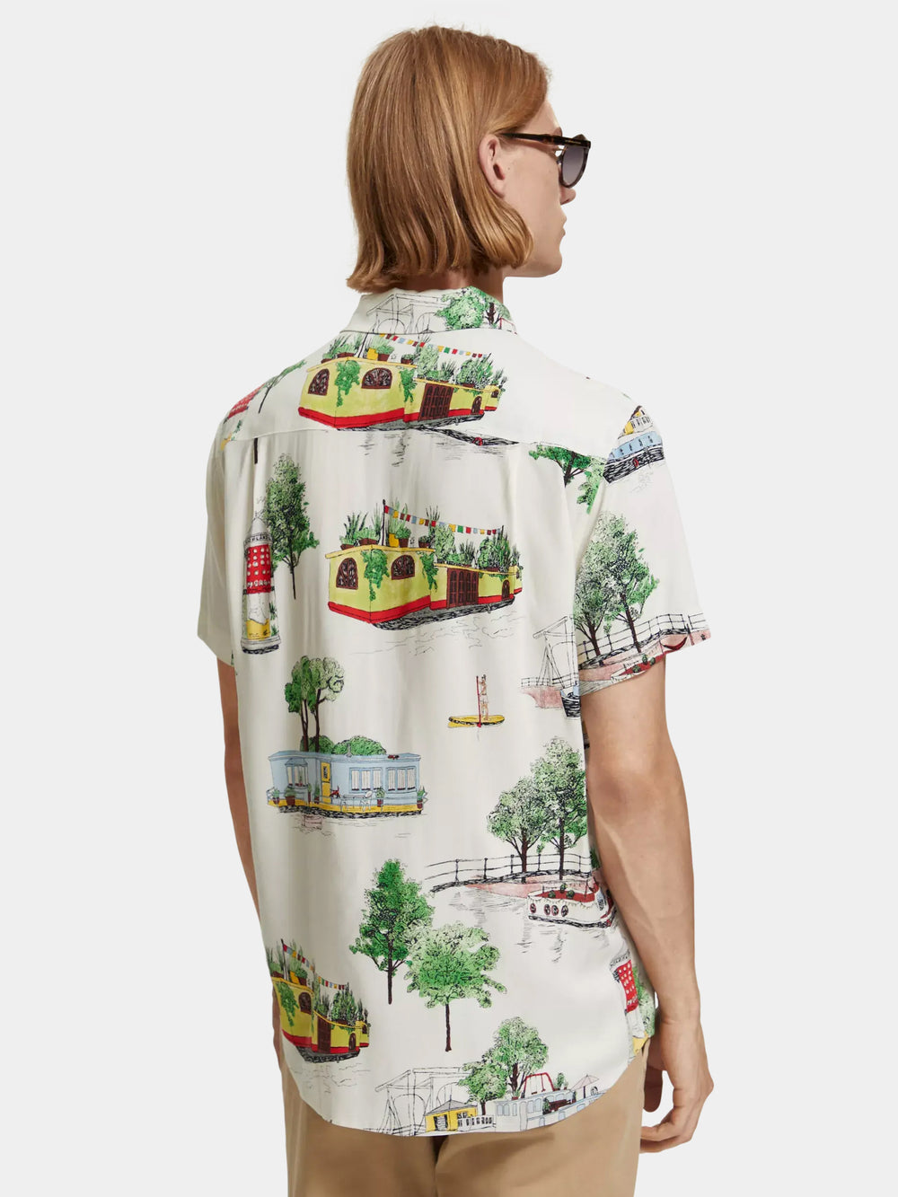 Regular-fit printed camp shirt