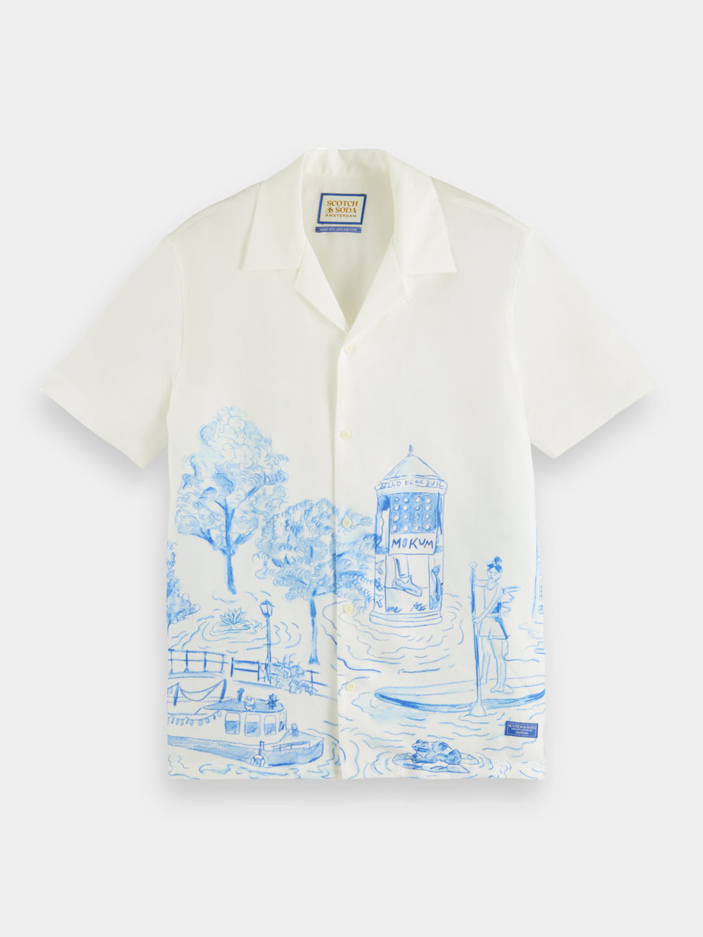 Regular-fit tencel printed camp shirt