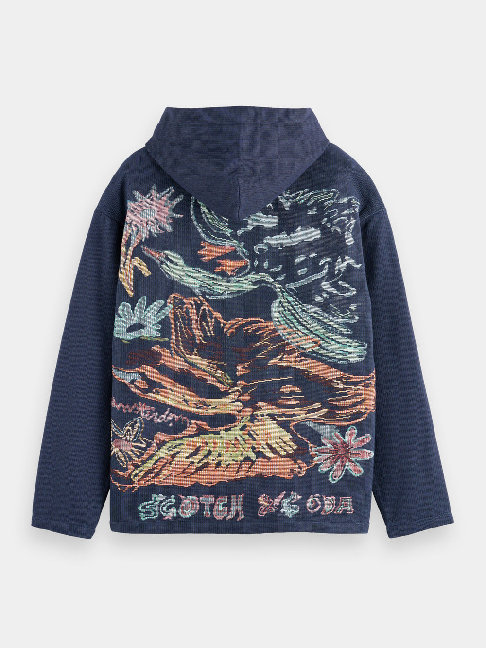 Swan artwork jacquard hoodie