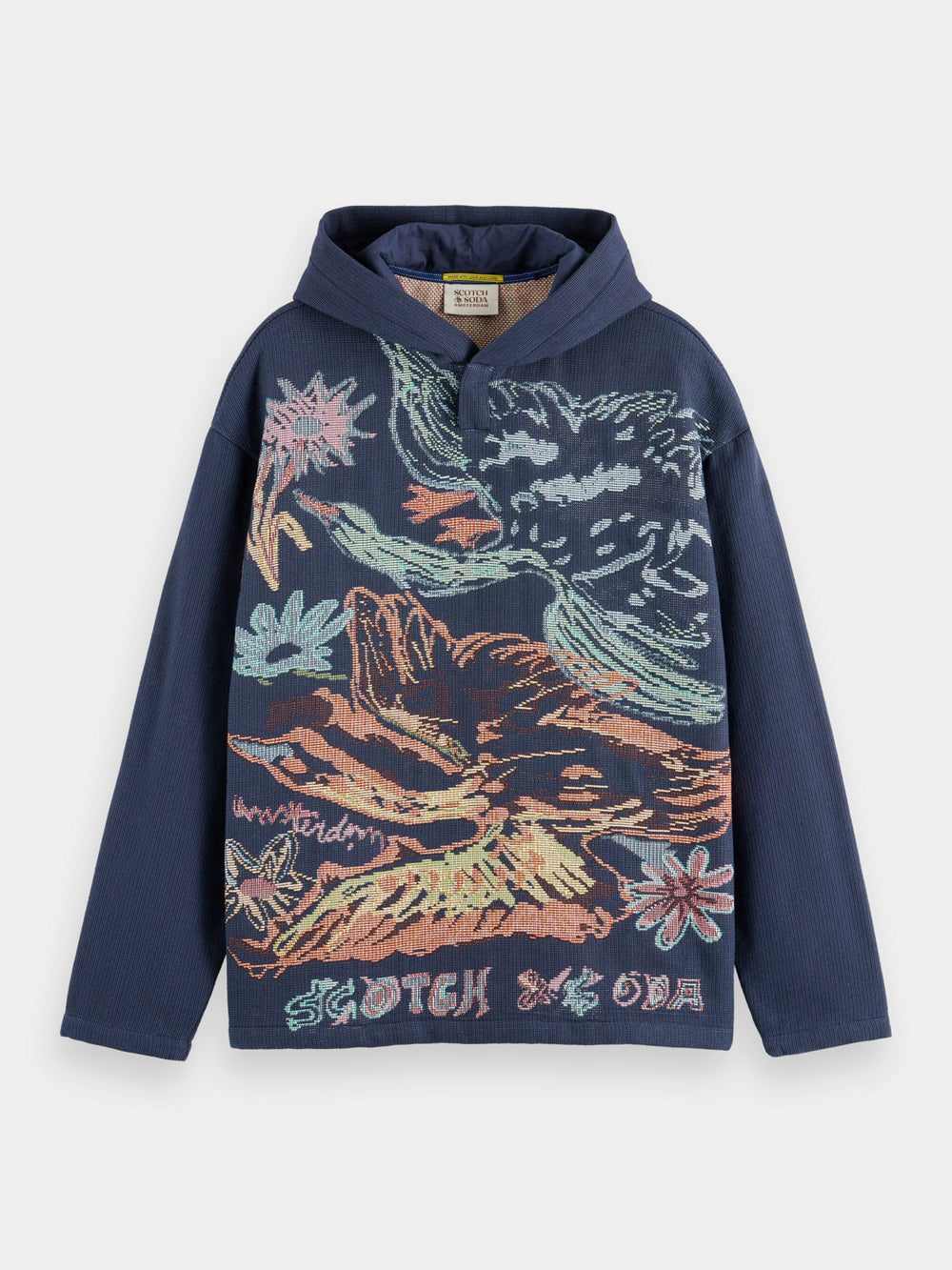 Swan artwork jacquard hoodie