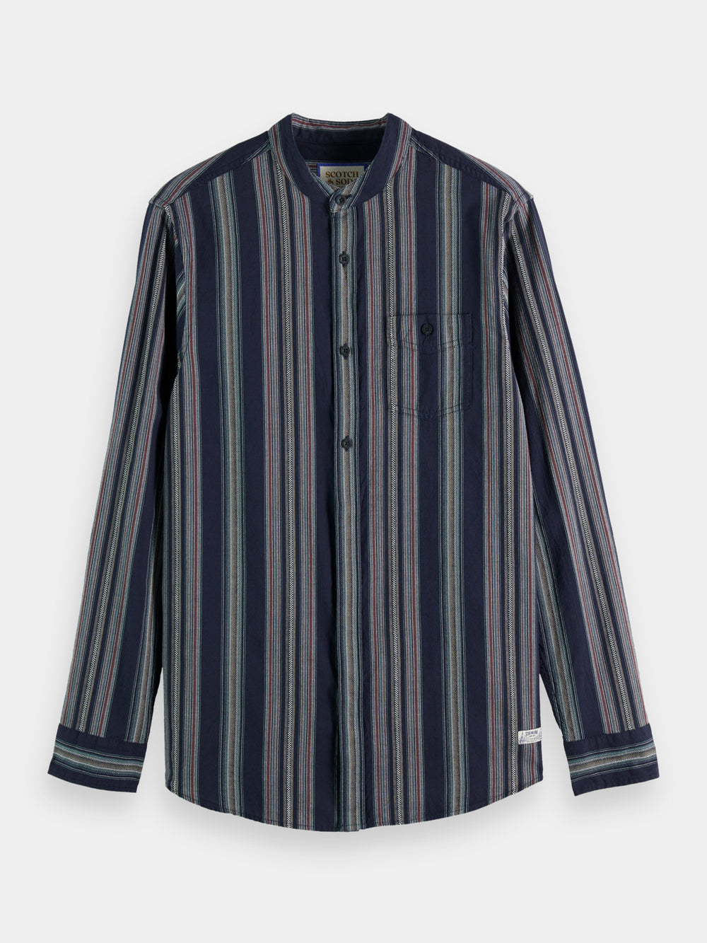 Mandarin collar dobby stripe shirt