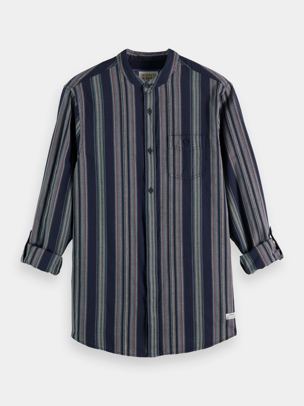 Mandarin collar dobby stripe shirt