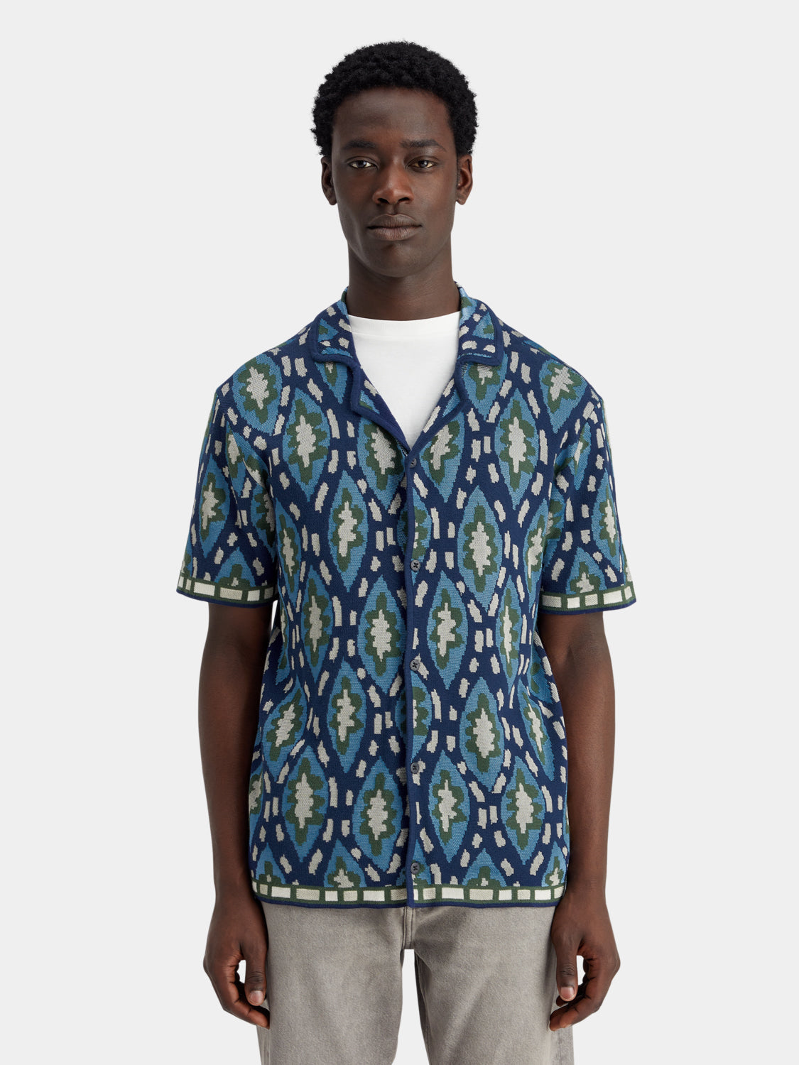 Jacquard knitted shirt - Scotch & Soda NZ