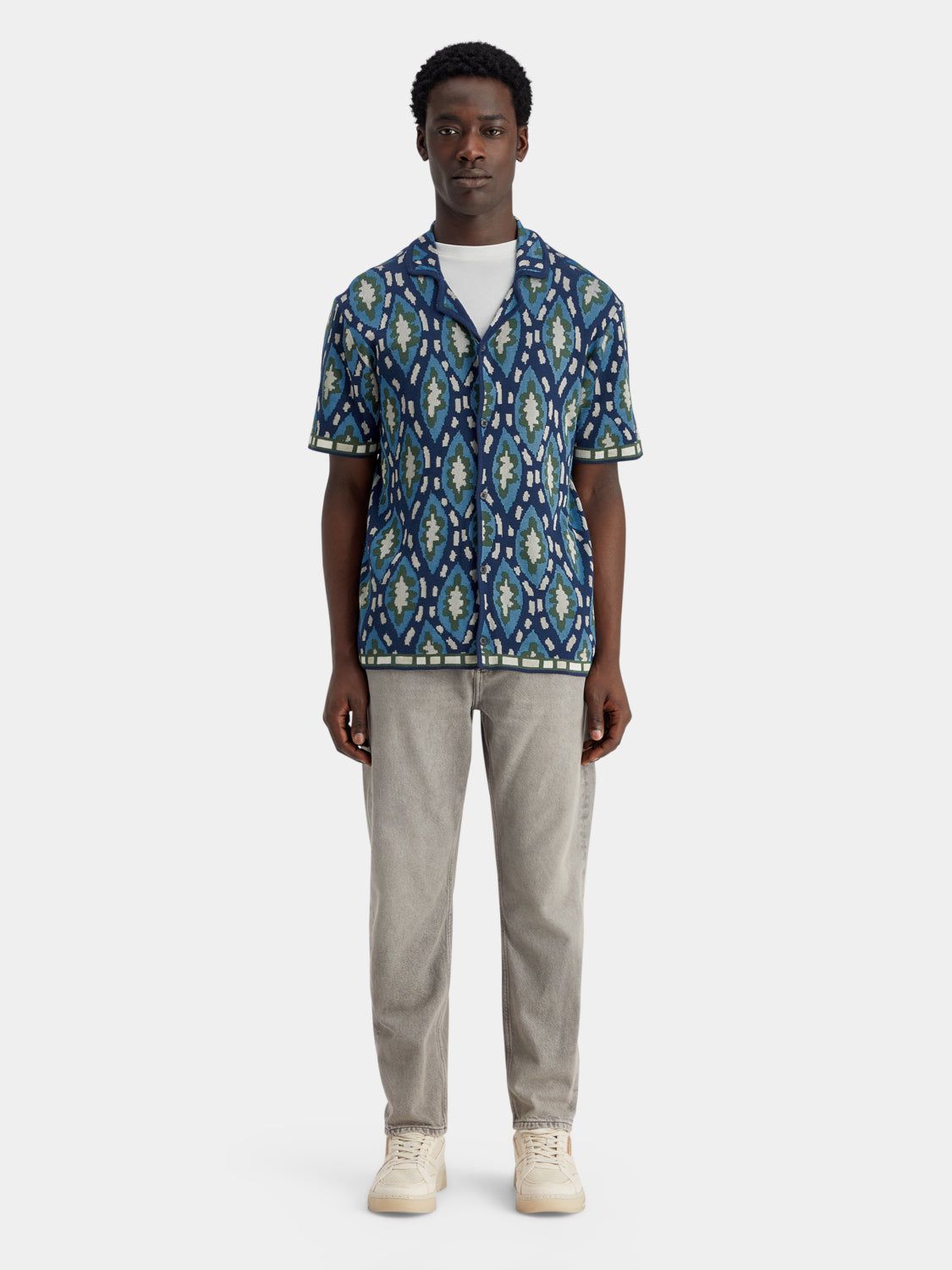 Jacquard knitted shirt - Scotch & Soda NZ