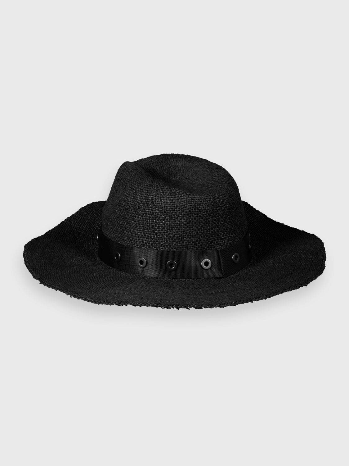 Straw hat with eyelets