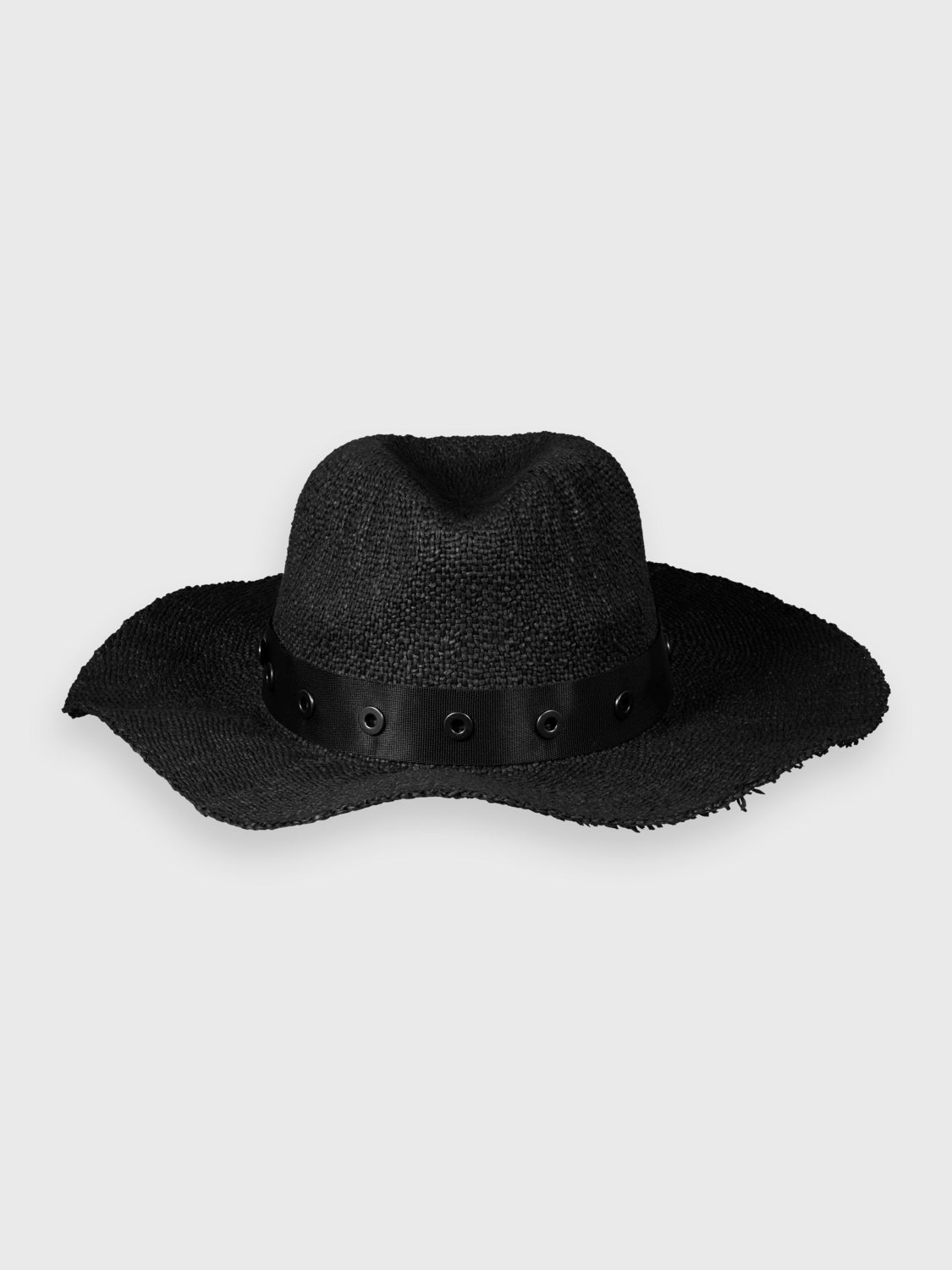 Straw hat with eyelets