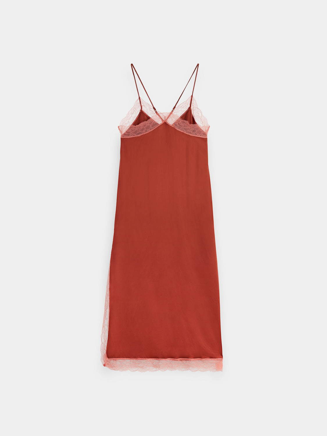 Satin cami dress with lace