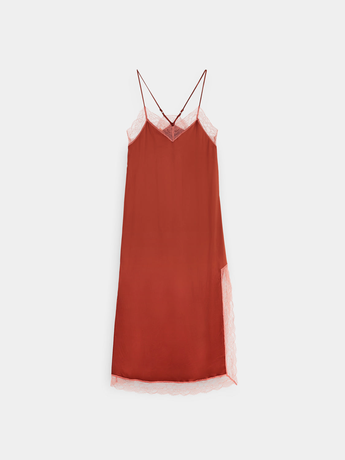 Satin cami dress with lace