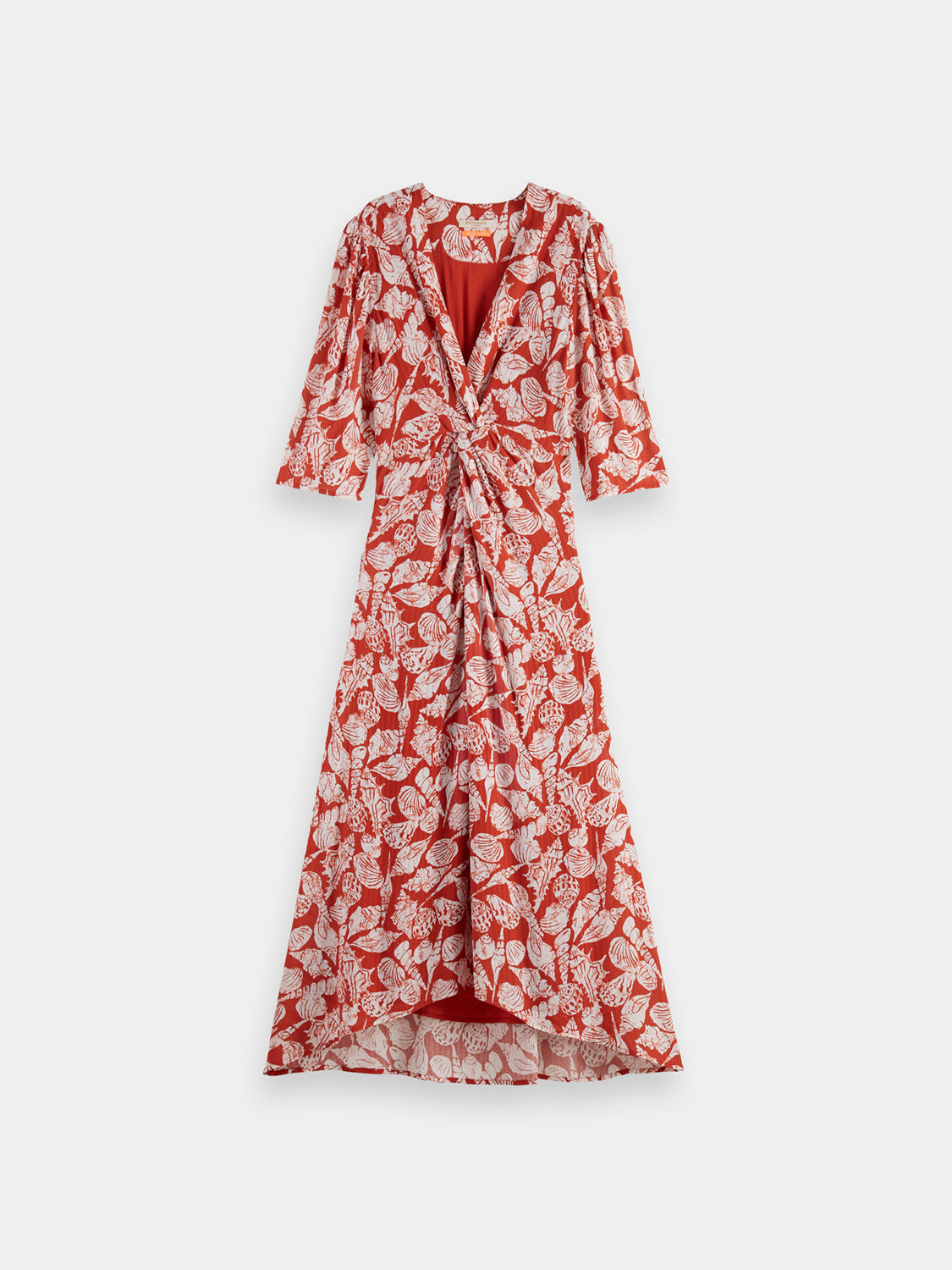 Knotted midi wrap dress by Scotch & Soda featuring a stylish design, perfect for elegant occasions and casual wear.