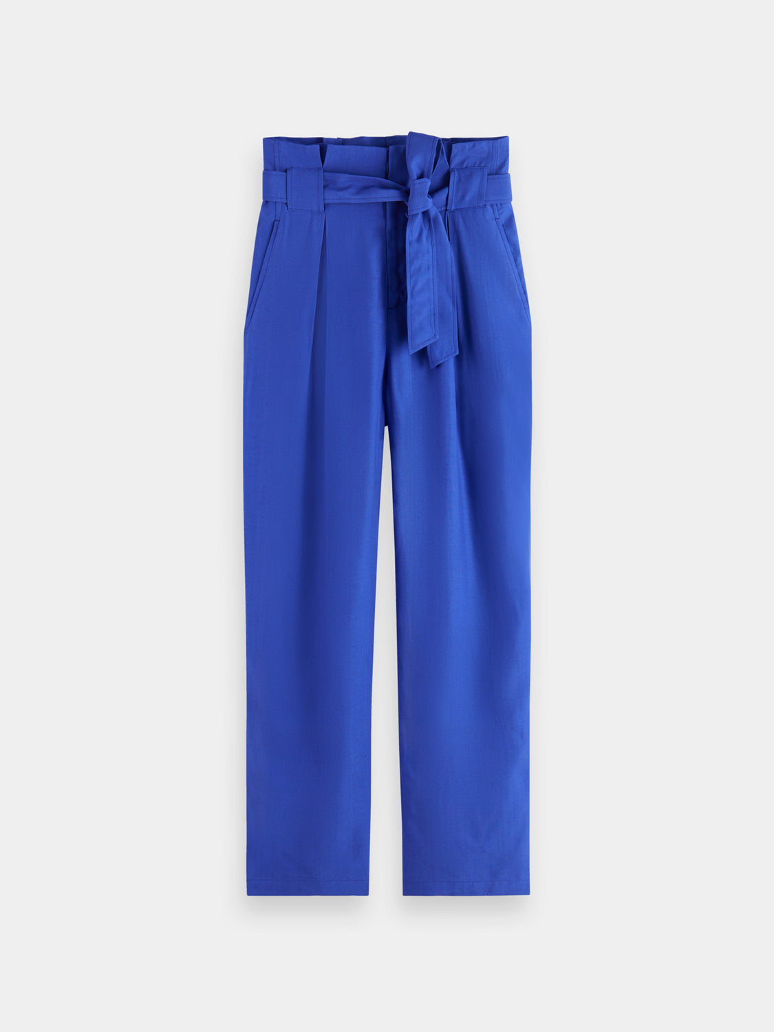 SCOTCH & SODA Daisy paper bag pants with high waist, relaxed fit, and front pleats, in lightweight fabric.